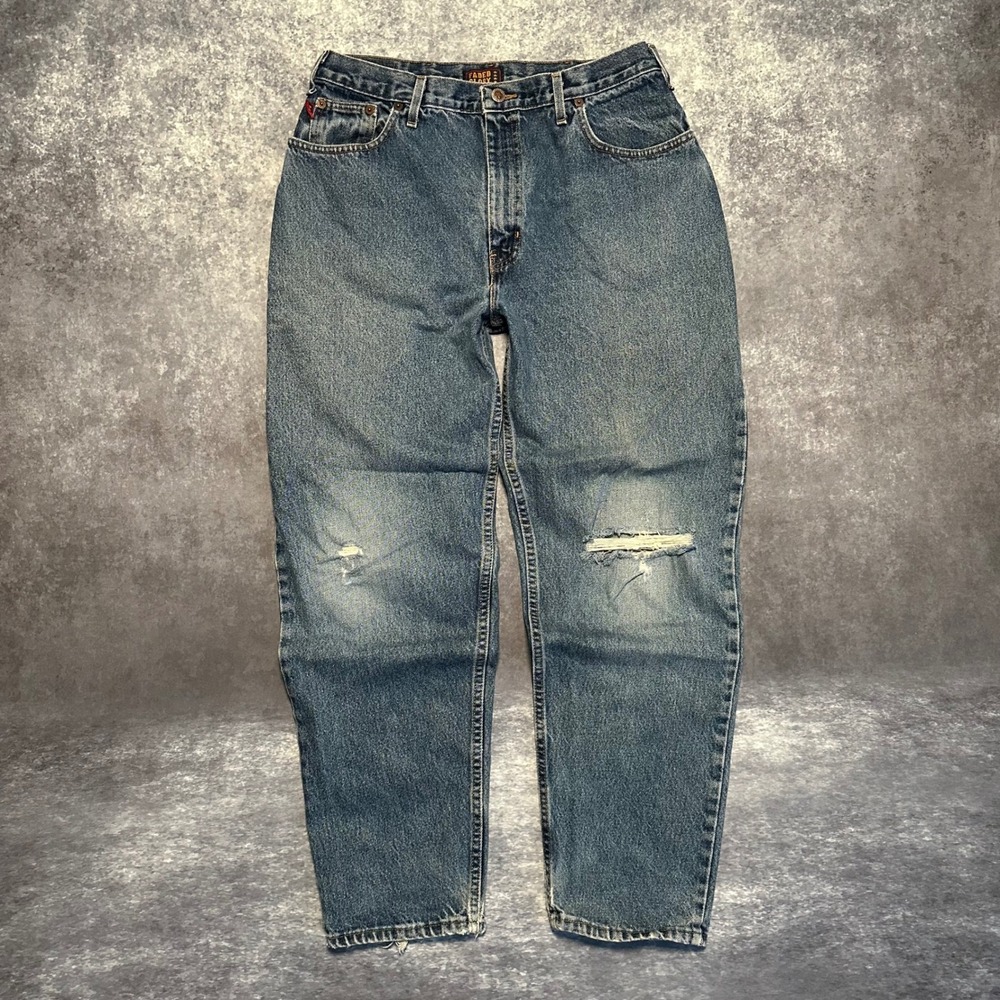 Vintage Faded Glory Jeans Men's‎ 32 x 30 Blue Wash Distressed Relaxed Fit Denim